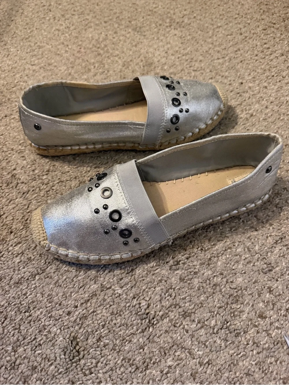 Women's Vera Wang Silver Studded Espadrille Flats